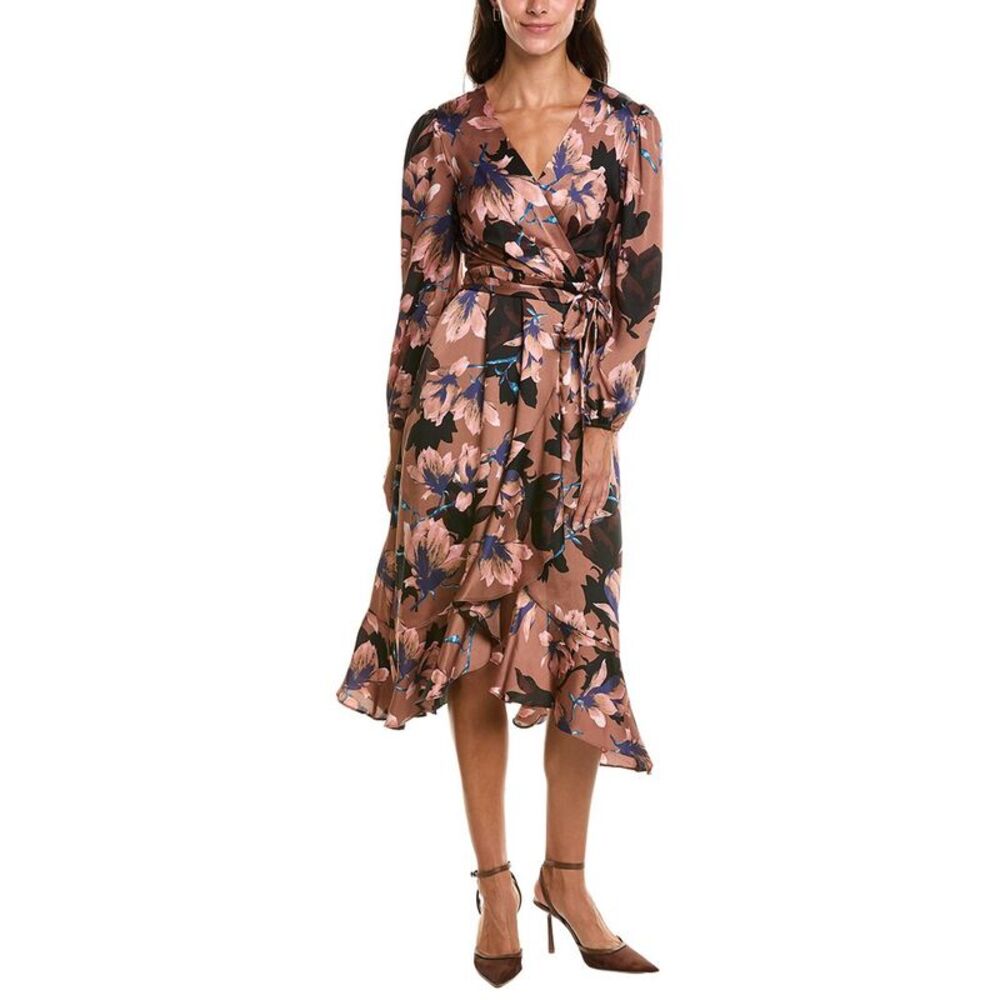 Tahari Asl Womens Printed Midi Dress, Purple